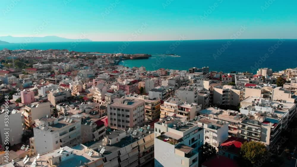 Aerial View Of Chania City Beach, Crete, Greece