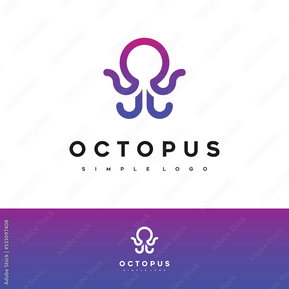 abstract octopus logo with line style,simple octopus logo