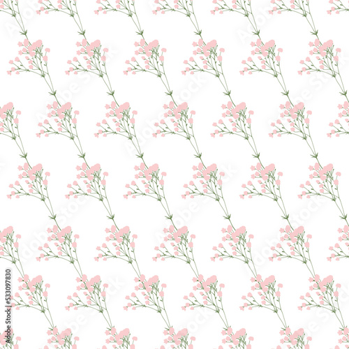Fresh Spring Pink Floral Plant Cute Decoration Vector Graphic Art Seamless Pattern