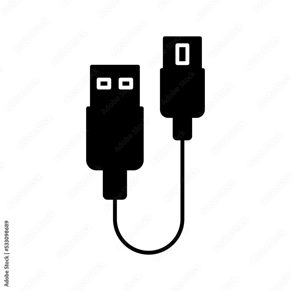 Plug USB cable icon color editable Plug USB cable icon color editable