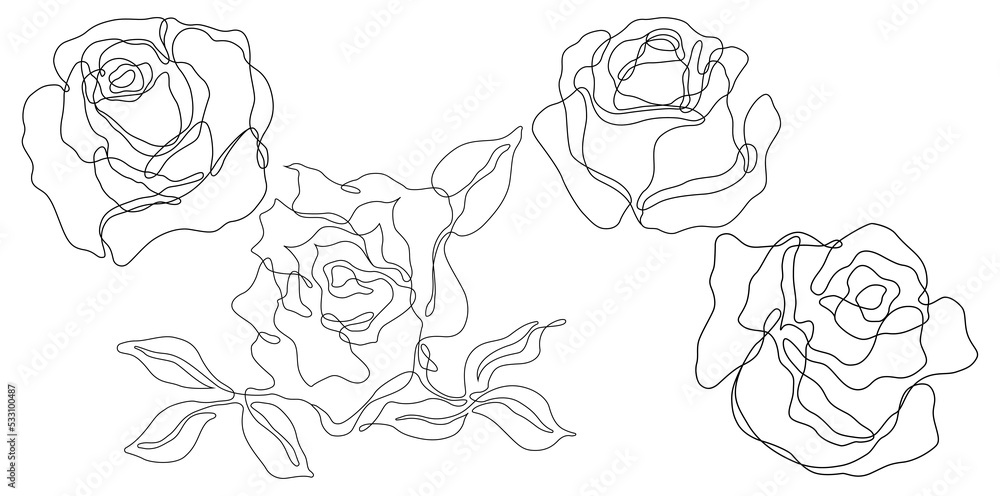 Rose flower png. Set of hand drawn sketches. Line Ink drawing. Rose flower png. Set of hand drawn sketches. Line Ink drawing.