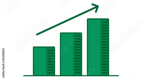 Illustration of Statistic Curve with Arrow Growing Up showing Profit Goal on Good Business. Suitable to place on business and finance content.