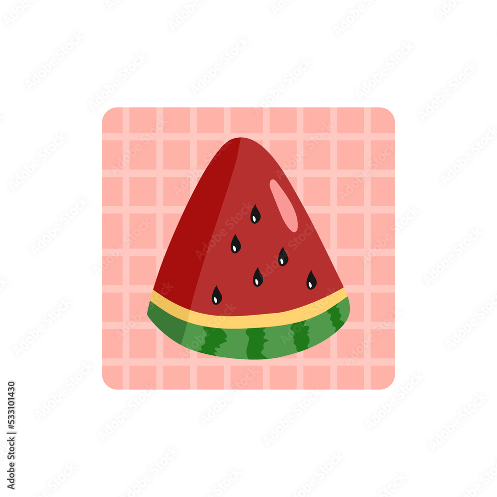Hand drawn whole watermelon with slices Hand drawn whole watermelon with slices