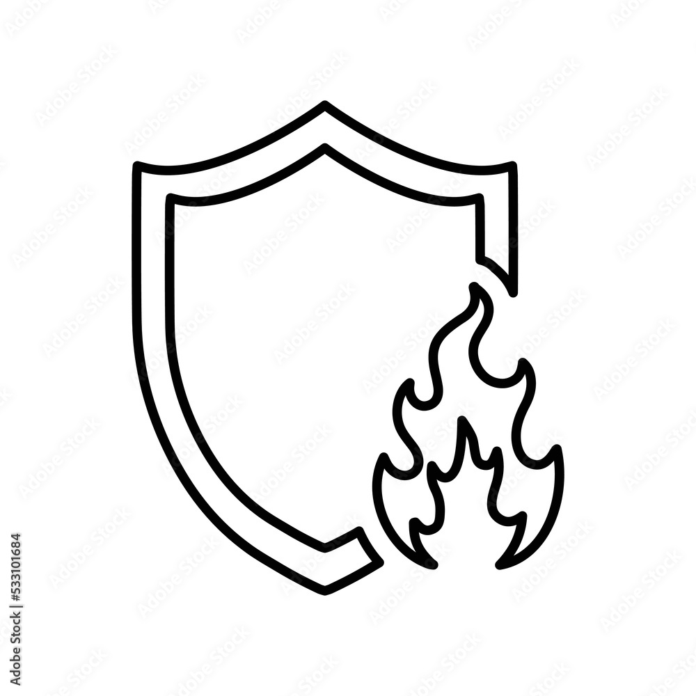 Shield, antivirus, firewall, security outline icon. Line art sketch. Shield, antivirus, firewall, security outline icon. Line art sketch.