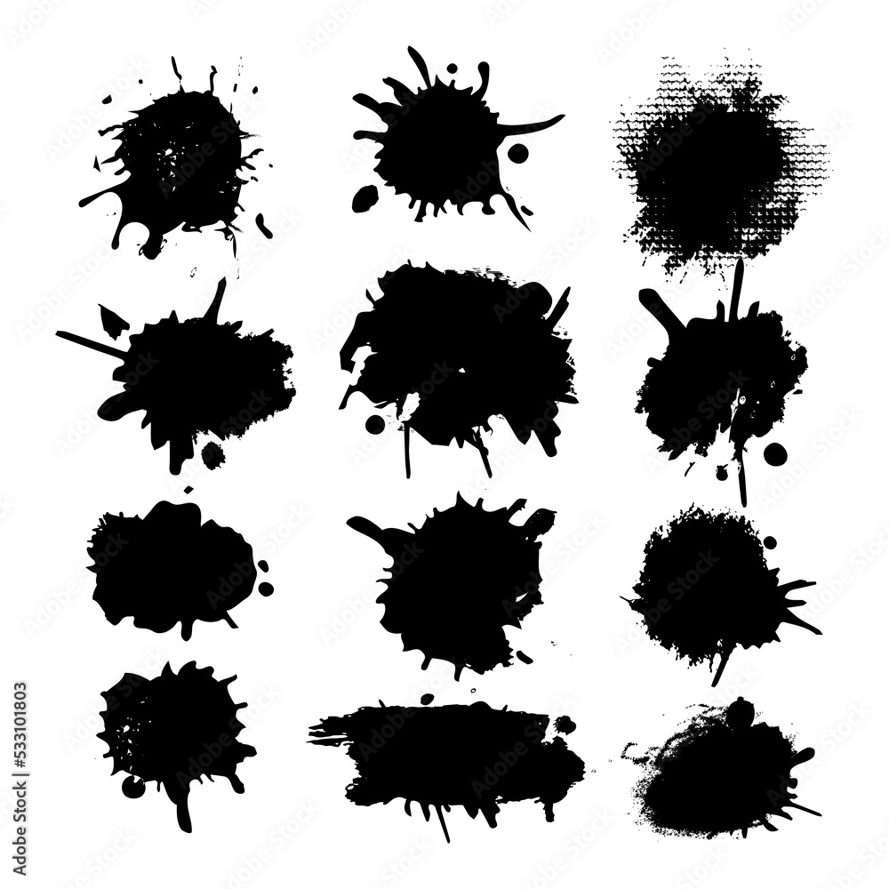 Collection of black ink brushes. Vector illustration Collection of black ink brushes. Vector illustration
