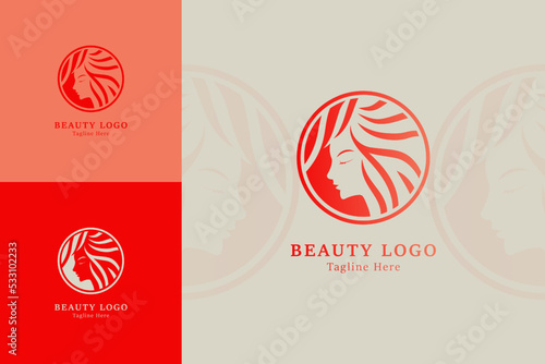 Beauty woman's face logo template