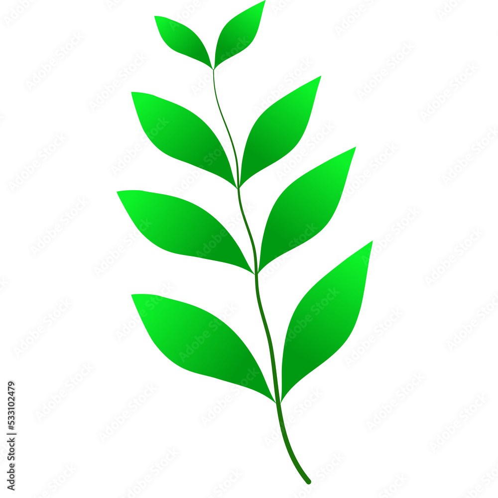 green leaves on a transparent background