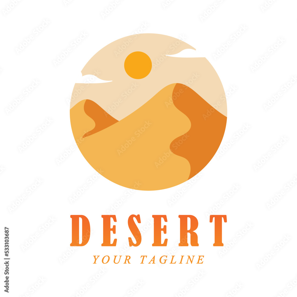 creative desert logo with slogan template creative desert logo with slogan template