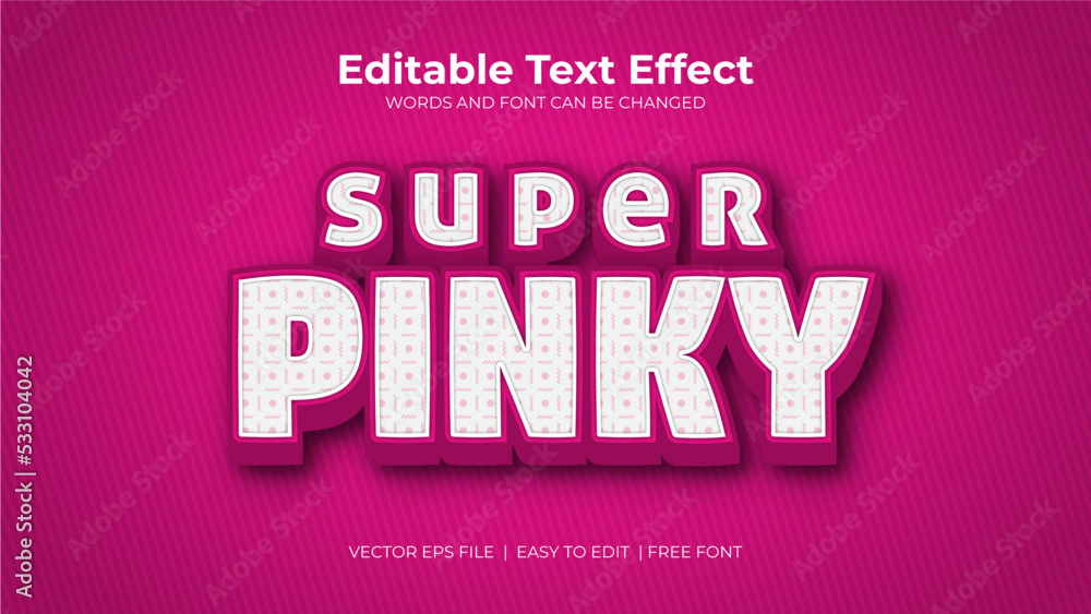 Super pinky text effect in 3d style pink color