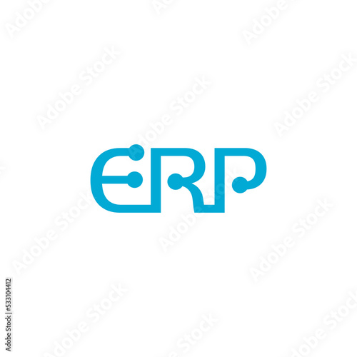ERP letter, enterprise resource planning icon isolated on white background