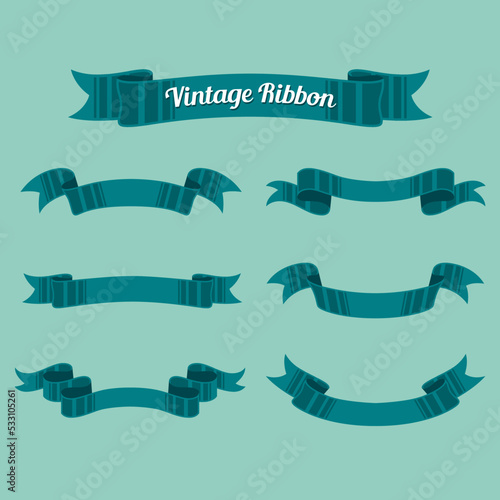 vintage ribbon set. Vector illustration.