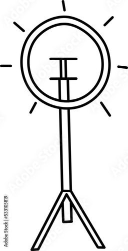 Hand drawn vector illustration selfie ring lamp.