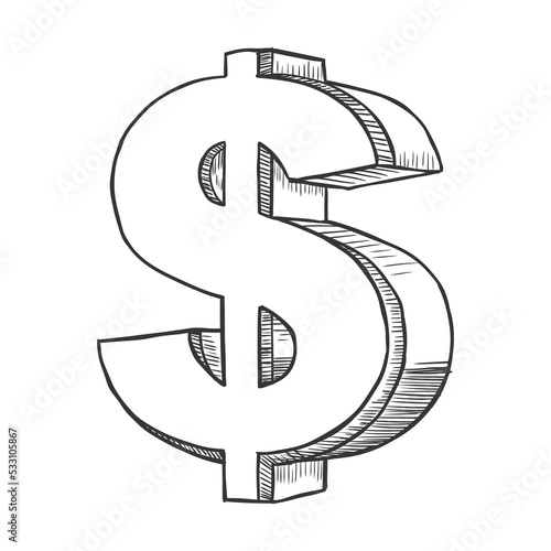 Hand drawn dollar symbol sketch