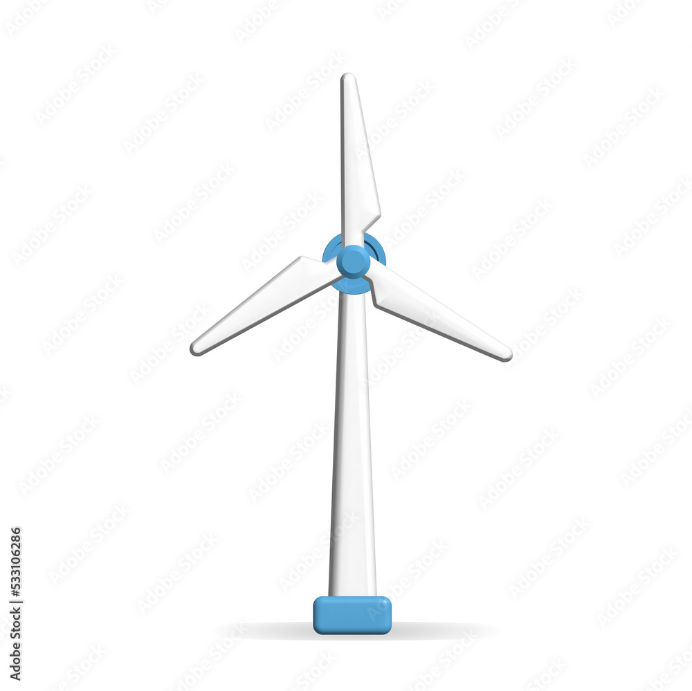 3D Realistic wind turbine, wind power station with long vanes. Renewable wind energy, green and alternative eco energy concept.
3D Realistic wind turbine, wind power station with long vanes. Renewable wind energy, green and alternative eco energy concept.