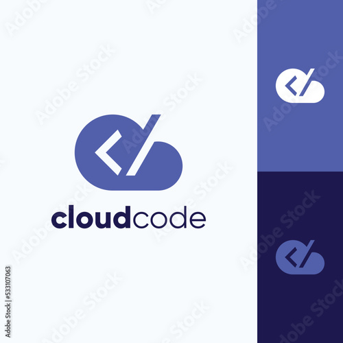 coding logo, cloud logo, technology company logo