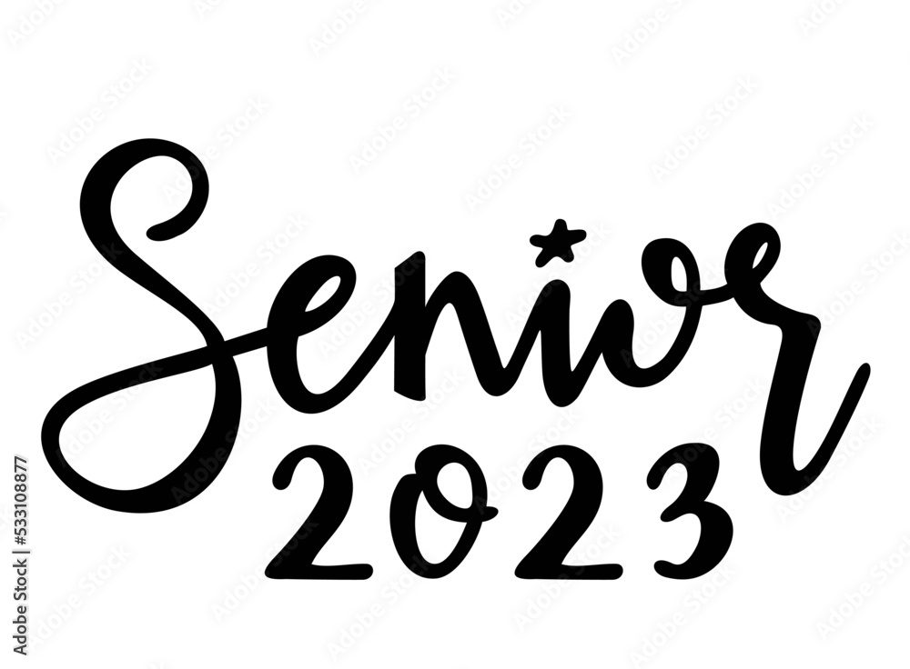 Senior 2023 calligraphy logo. Hand sketched lettering for greeting cards, invitations. Text for graduation design, congratulation event, T-shirt, party, high school or college graduate. Senior 2023 calligraphy logo. Hand sketched lettering for greeting cards, invitations. Text for graduation design, congratulation event, T-shirt, party, high school or college graduate.