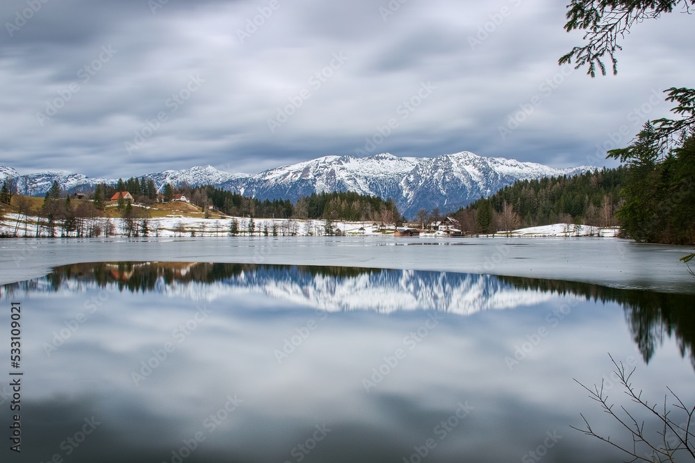 Reflection in the wintry lake