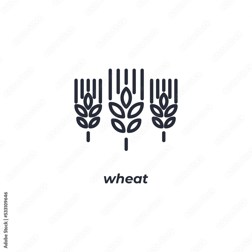 Vector sign wheat symbol is isolated on a white background. icon color editable. Vector sign wheat symbol is isolated on a white background. icon color editable.