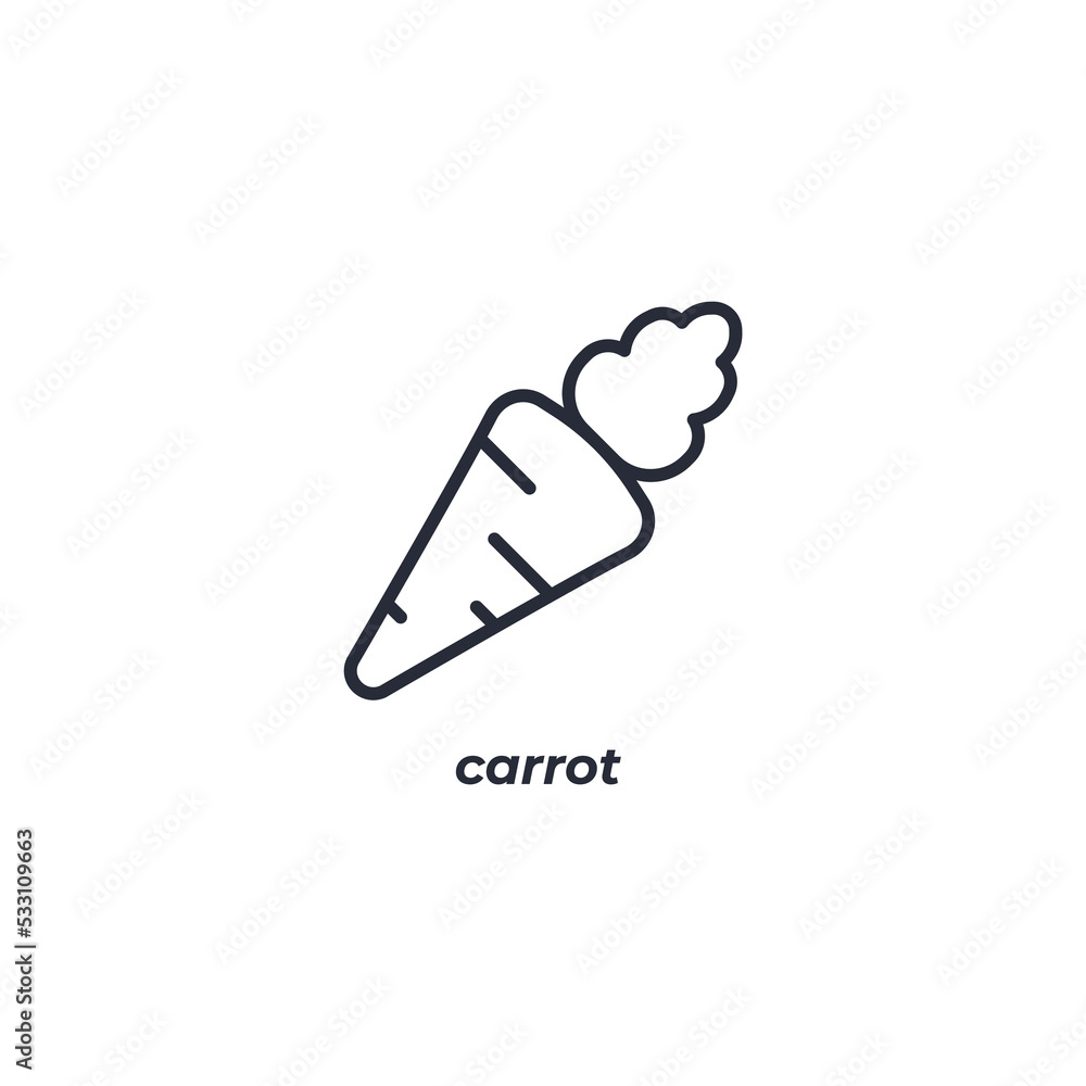 Vector sign carrot symbol is isolated on a white background. icon color editable. Vector sign carrot symbol is isolated on a white background. icon color editable.