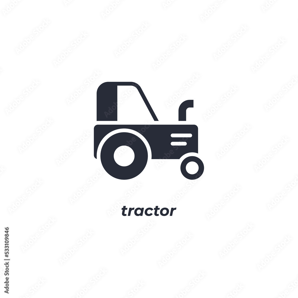 Vector sign tractor symbol is isolated on a white background. icon color editable.