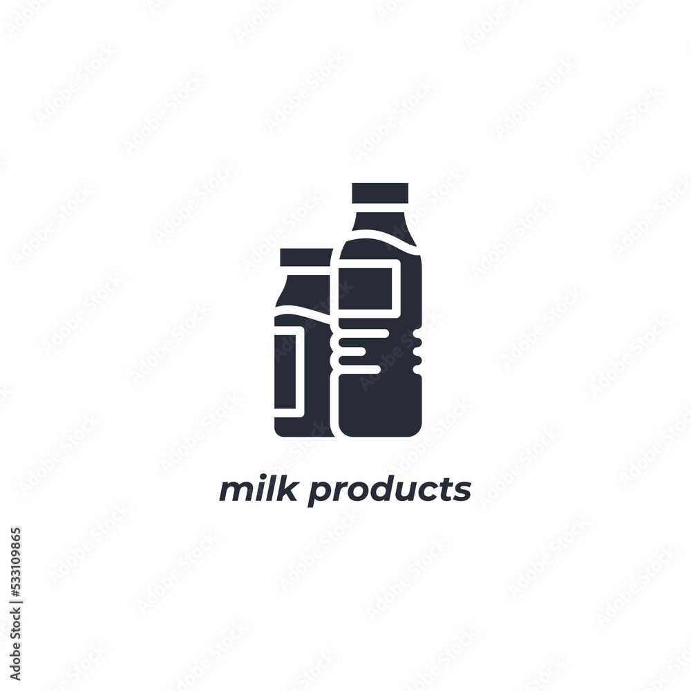 Vector sign milk products symbol is isolated on a white background. icon color editable. Vector sign milk products symbol is isolated on a white background. icon color editable.