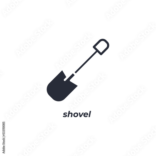 Vector sign shovel symbol is isolated on a white background. icon color editable.