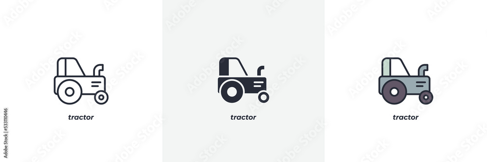 tractor icon. Line, solid and filled outline colorful version, outline and filled vector sign. Idea Symbol, logo illustration. Vector graphics