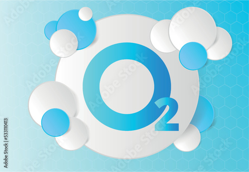 Oxygen molecule on a blue background.O2. Concept. Vector illustration.