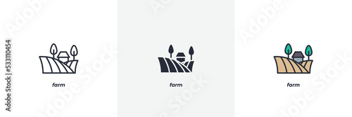 farm icon. Line, solid and filled outline colorful version, outline and filled vector sign. Idea Symbol, logo illustration. Vector graphics