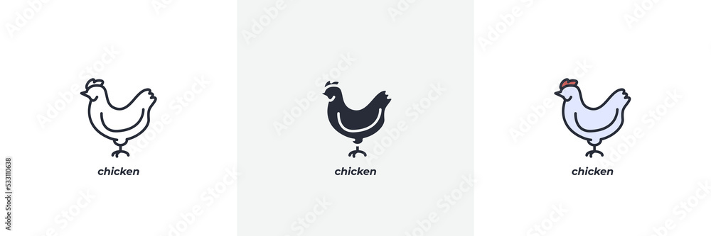 chicken icon. Line, solid and filled outline colorful version, outline and filled vector sign. Idea Symbol, logo illustration. Vector graphics chicken icon. Line, solid and filled outline colorful version, outline and filled vector sign. Idea Symbol, logo illustration. Vector graphics