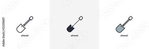 shovel icon. Line, solid and filled outline colorful version, outline and filled vector sign. Idea Symbol, logo illustration. Vector graphics