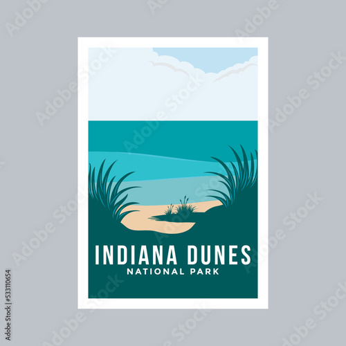 Indiana Dunes National Park poster illustration design. photo