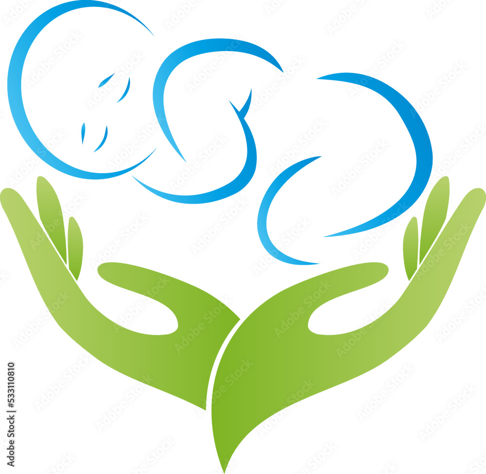 Zwei Hände und Kleinkind, Kind, Baby, Hebamme, Kinderarzt Logo Zwei Hände und Kleinkind, Kind, Baby, Hebamme, Kinderarzt Logo
