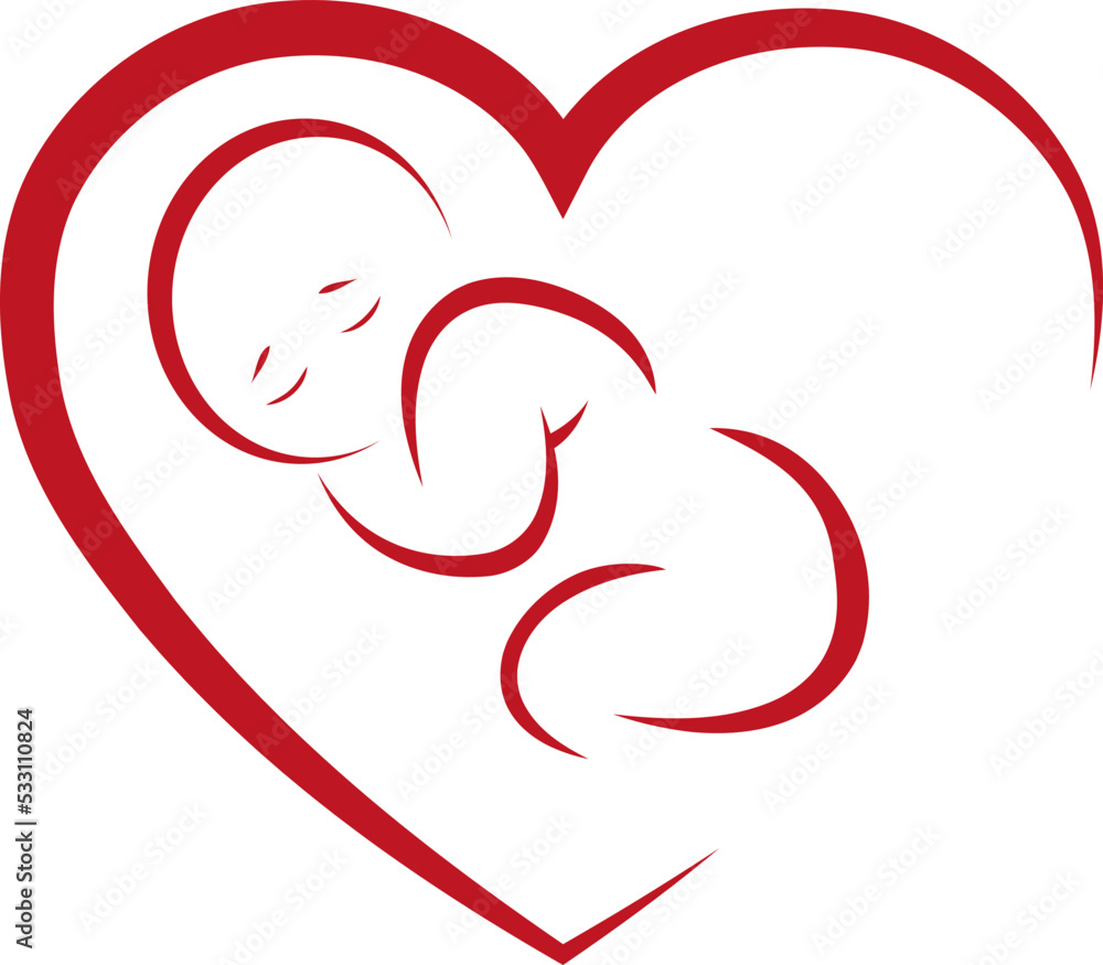 Herz mit Baby, Kleinkind, Kind, Hebamme, Kinderarzt Logo
