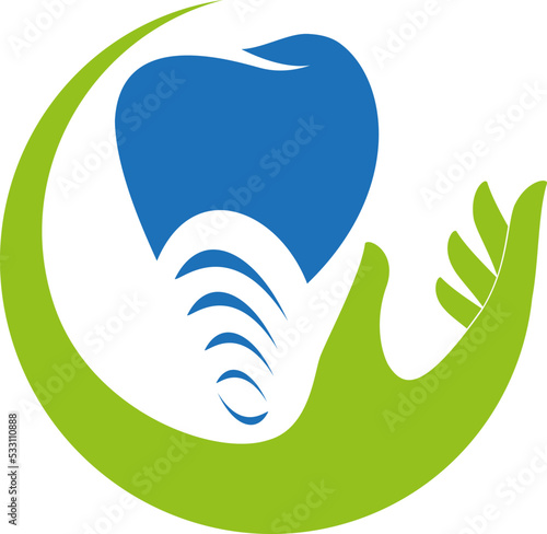 Hand und Zahnimplantat, Zahn, Zahnarzt, Logo, Implantat
