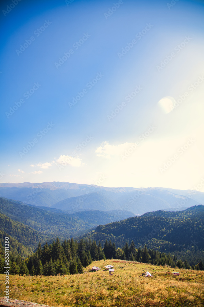 landscape with mountains and clouds