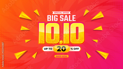 10.10 Shopping day 2022 big sale banner background for business retail promotion vector for banner, poster, social media feed