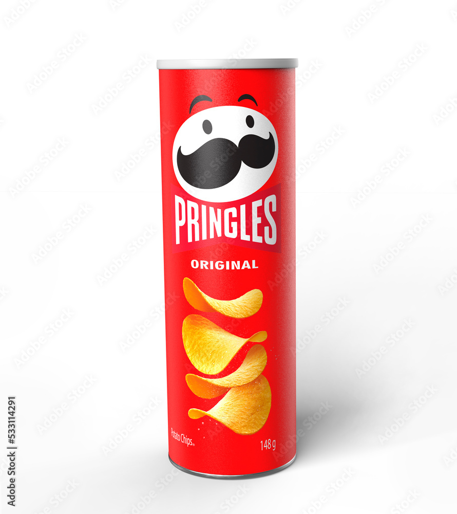 Malaga, Spain - September 24, 2022 Packet of Pringles potato chips on a  white background. Crispy fries Stock Photo | Adobe Stock