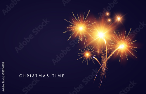 Fireworks shining background. Christmas party and birthday design.