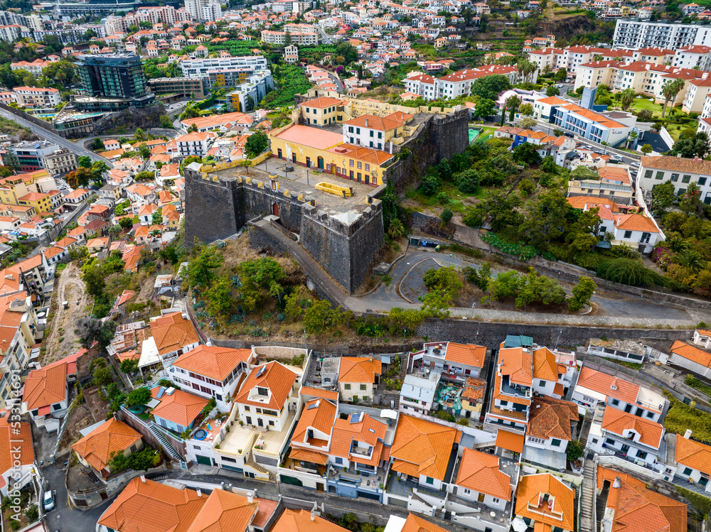Funchal Aerial View. Funchal is the Capital and Largest City of Madeira Island, Portugal. Europe.