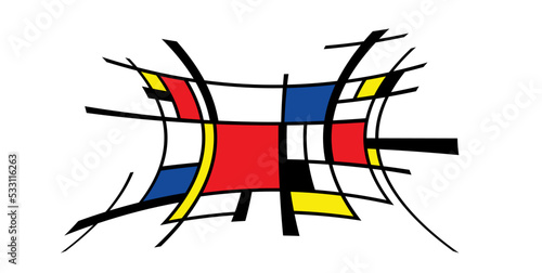 Checkered Piet Mondrian style emulation. The Netherlands art history and Holland painter.
