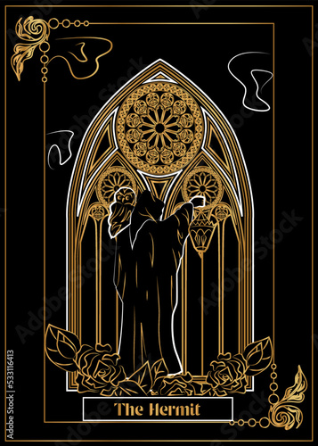 the illustration - card for tarot - The Hermit.