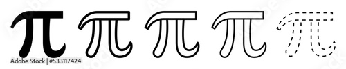 Set of Pi signs on white background. Math symbol. Vector 10 EPS.