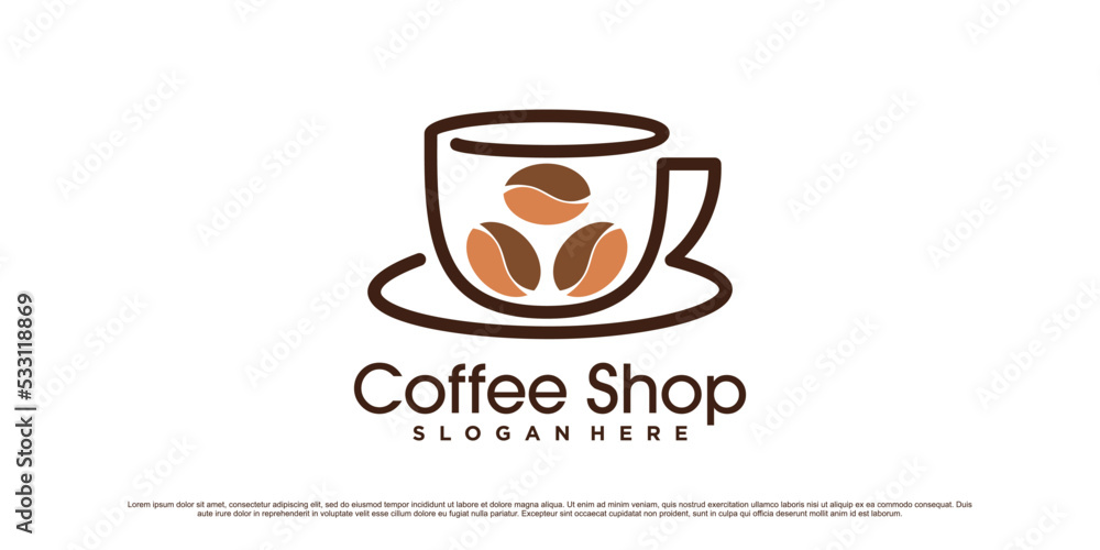 Coffee logo design template with cup icon and creative element concept Coffee logo design template with cup icon and creative element concept