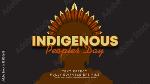 Indigenous Peoples Day Text Effect Font Type Vector Simple Background
