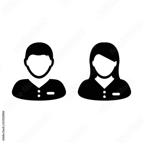 Male and female icon vector user person profile avatar symbol for business in a flat color glyph pictogram sign illustration