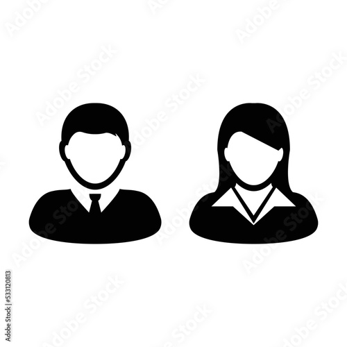 Avatar icon vector male and female user person profile symbol for business in a flat color glyph pictogram sign illustration