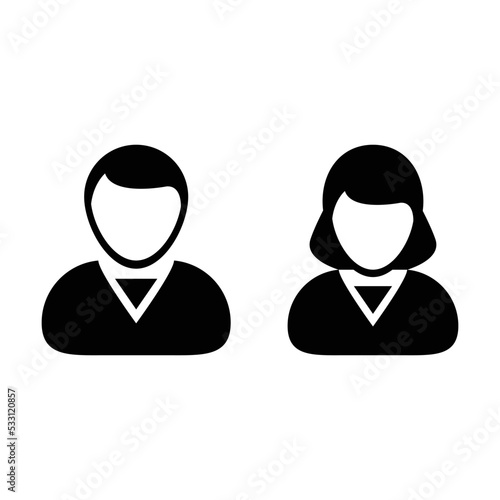 Profile icon vector male and female user person avatar symbol for business in a flat color glyph pictogram sign illustration