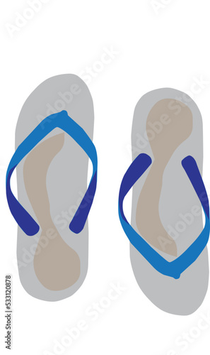 Pair of flip flops, summer time vacation attribute, slippers, shoes, sketch style vector black and white illustration isolated on white background. Hand drawn flip flops, sandals, symbol of summer