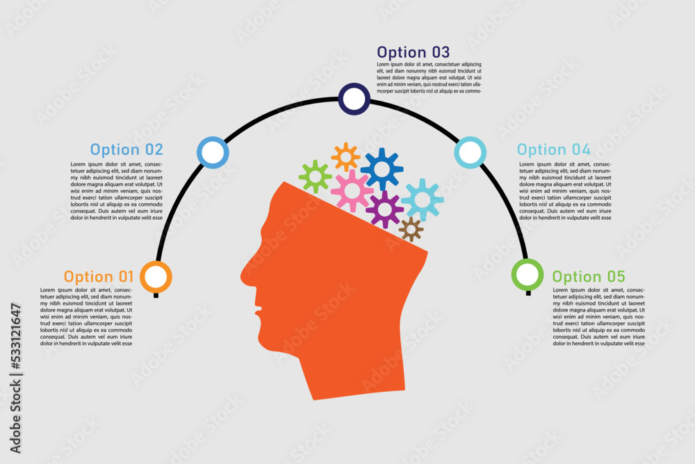 5 Option Menu Elearning five option infographic, business or education presentation infographic ...